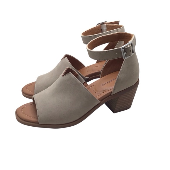 NWOT Lucky Brand Womens Reilani Beige Open Toe Block Heel Sandal Size 8M - Picture 4 of 9